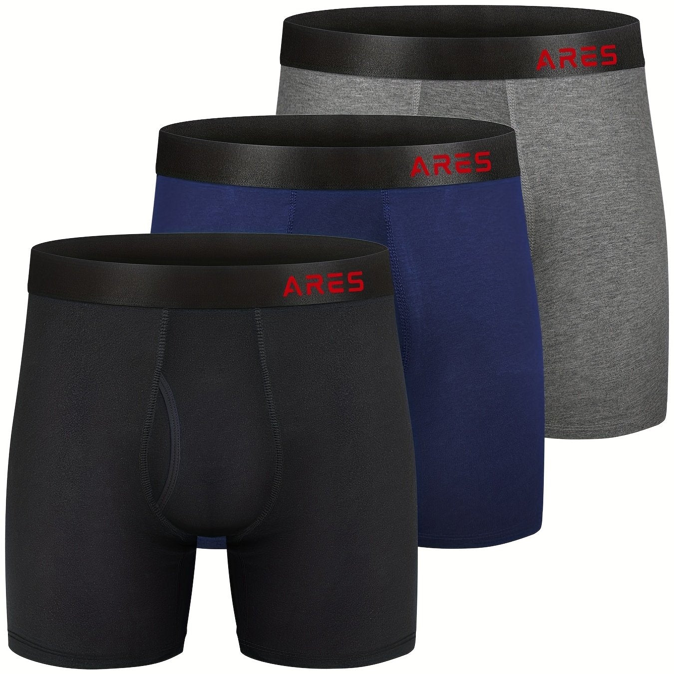 3 Stück Herren Bambus bequeme Seide lange Boxershorts, Mode Sport Slips, atmungsaktive bequeme Unterwäsche