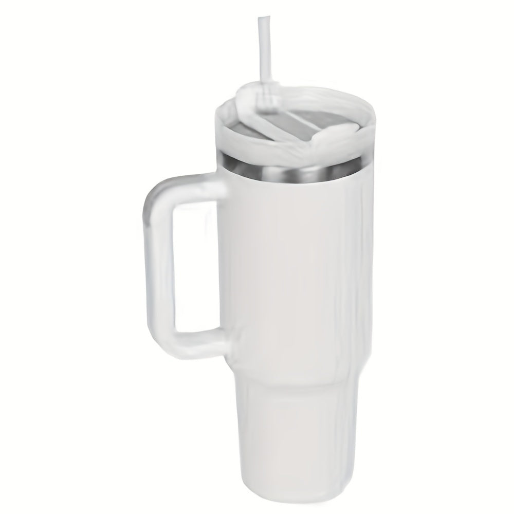 Gran taza aislada de acero inoxidable de 40oz con mango portátil y paja-Mantenga las bebidas frías durante horas, manillar mejorado de doble capa para agarre cómodo, diseño a prueba de fugas-regalo perfecto para entusiastas y viajeros al aire libre