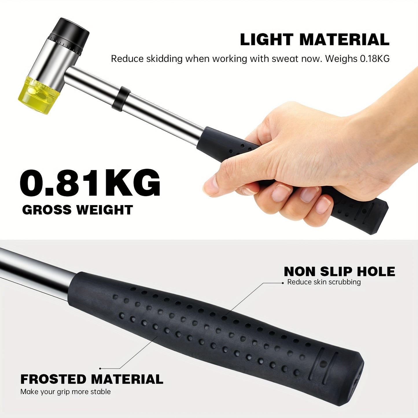 1pc Double-Sided Rubber Soft Head Hammer, Rubber Hammer, Jewelry Craftsman, Leather Crafts, Wood, Floor Installation