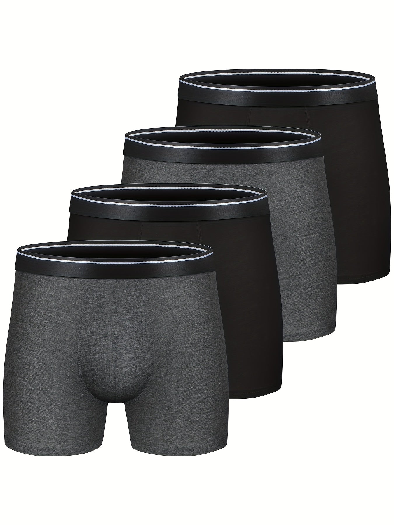 Paquete de 4 hombres de algodón transpirable cómodo suave elástico color liso calzoncillos boxer ropa interior