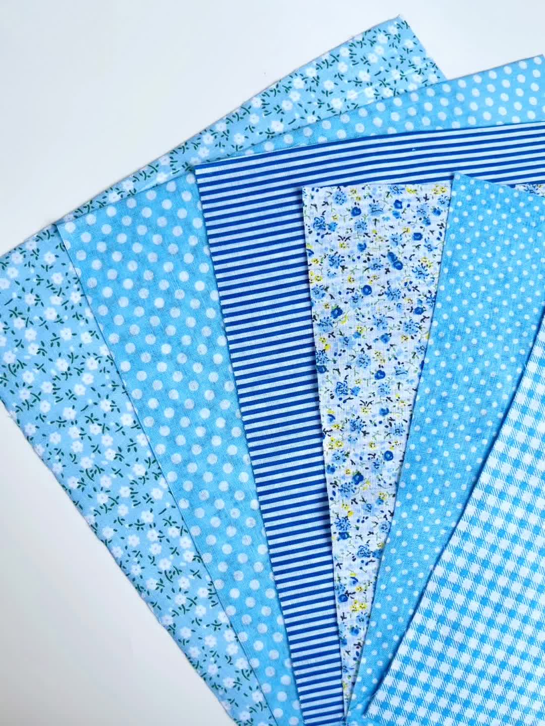 7 Stück blaue Baumwolle 9,84*9,84 in(25*25cm) Nähen kleinen Stoff Kopf DIY Hand gefertigte Puppen Kleidung Patchwork Puppe Quilt hand gefertigte Baumwolle