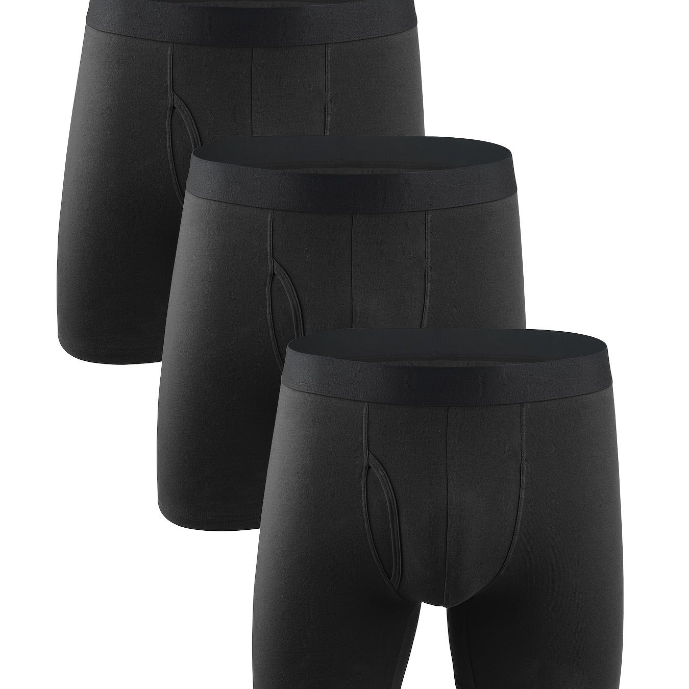 Calzoncillos largos del boxeador de la pierna del algodón de los hombres 3PCS, boxershorts de las bragas simples del color sólido de los hombres, ropa interior delantera abierta atractiva de la entrepierna