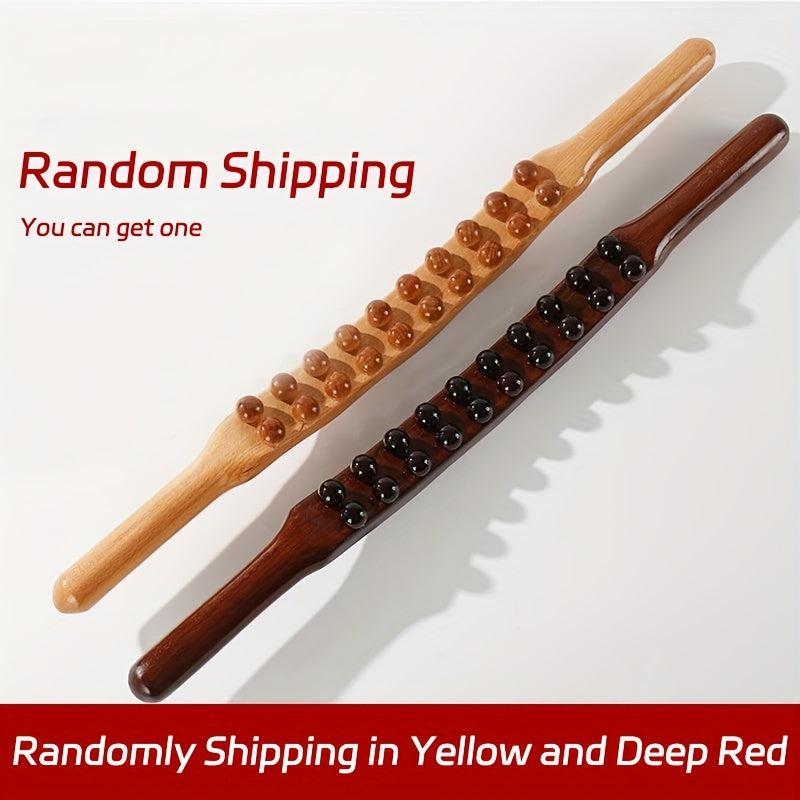 1pc Double Row Of 20 Beads Massage Stick, Carbonization Massage Stick, One Universal Scraping Stomach Rubbing Abdomen Professional Meridian Stick