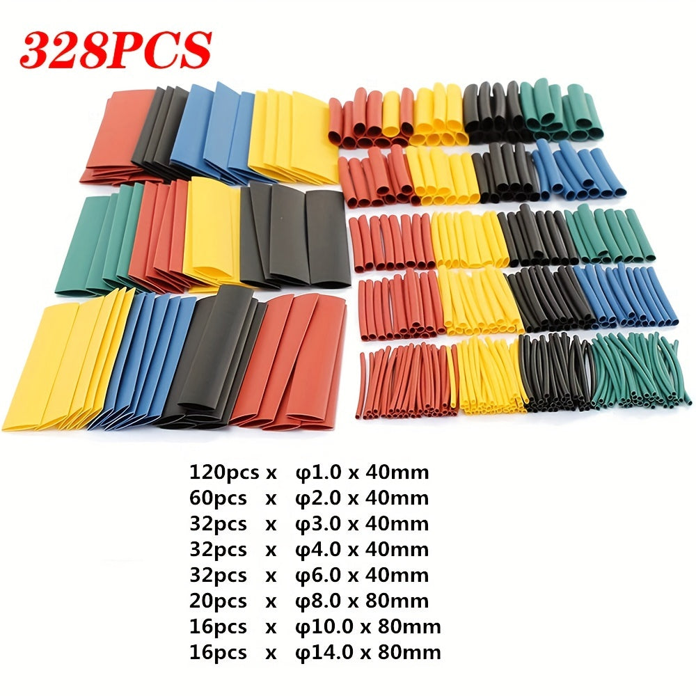 328pcs 2:1 Heat Shrink Tubing Tube Wrap Wire Cable Insulated Sleeving Tubing Set, With A 300W Portable Heat Gun For Embossing Shrink Wrapping Paint Drying Crafts Electronics DIY