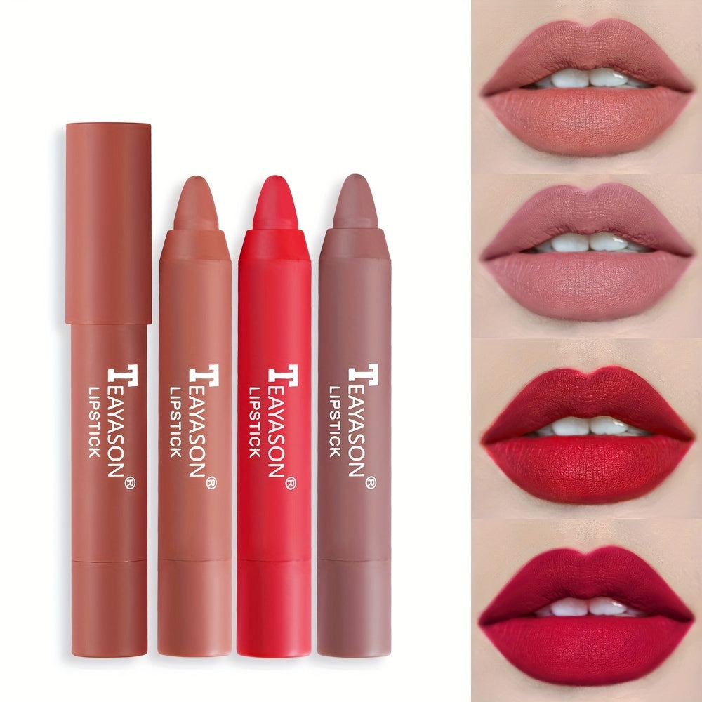 12 colors Matte Moisturizing Lipstick Crayons - Long Lasting, Waterproof, Smooth, Sun Protection, Plumping Effect