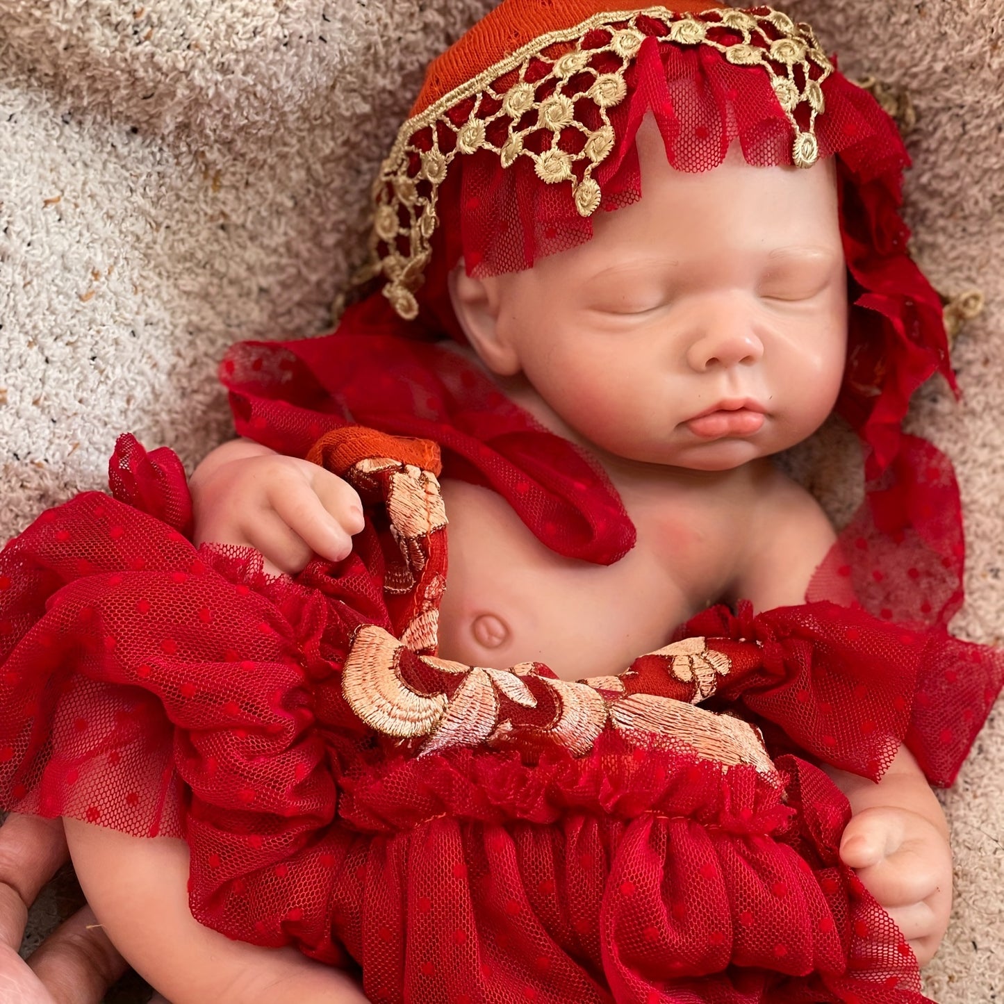 17.72inch Close Eyes Soft Body  Reborn Doll With 3D Painted Skin Handmade Soft Touch Feeling Reborn Doll Can Have Bath Reborn Doll Toy For Christmas Gift