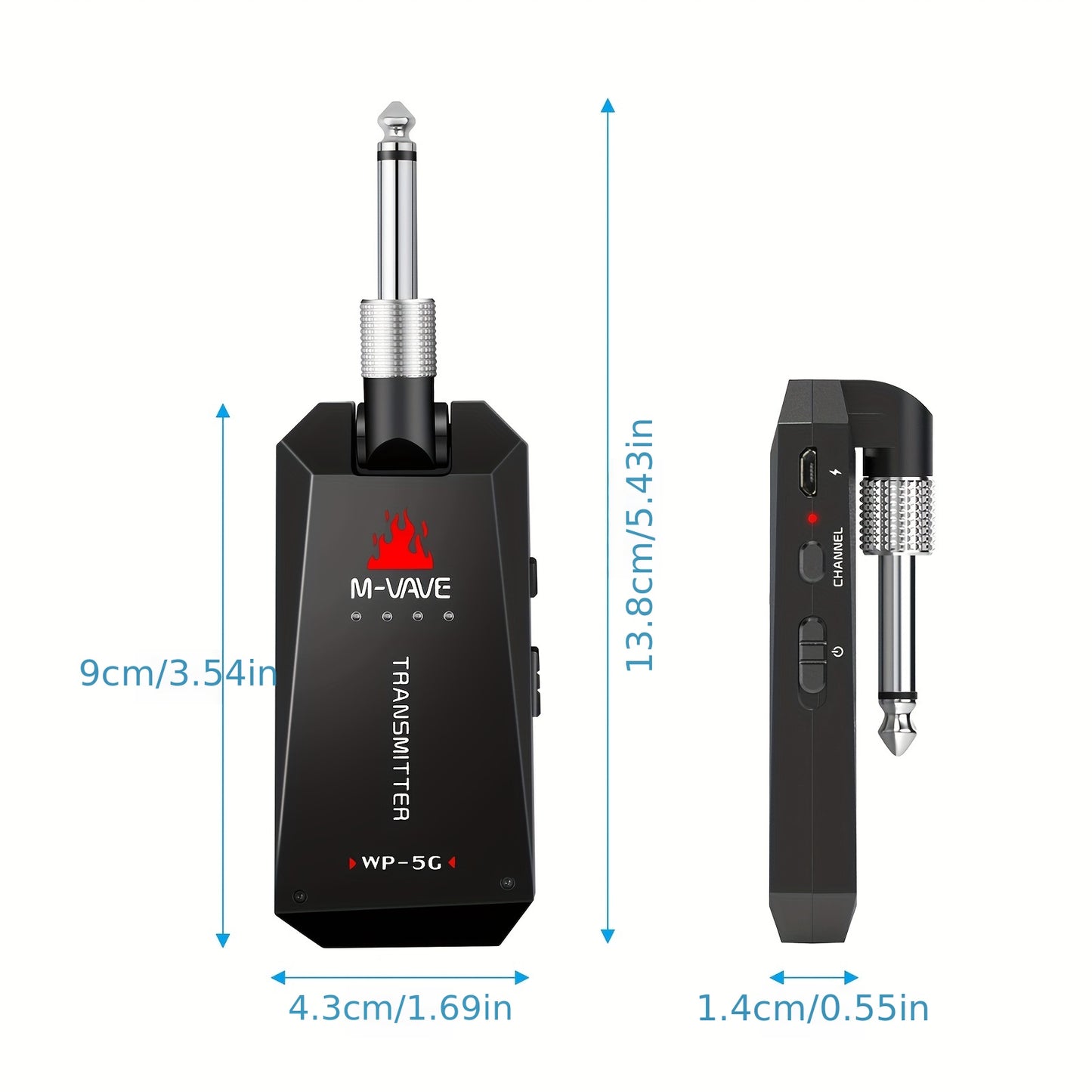 Wireless 5.8G Guitar System Rechargeable Audio Transmitter and Receiver ISM Band for Electric Bass Guitars Amplifier Accessories