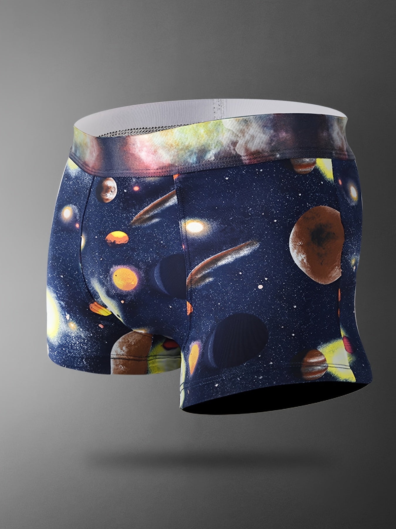 5pcs Men's Galaxy Print Stretch Ice Silk Boxer Briefs Underwear