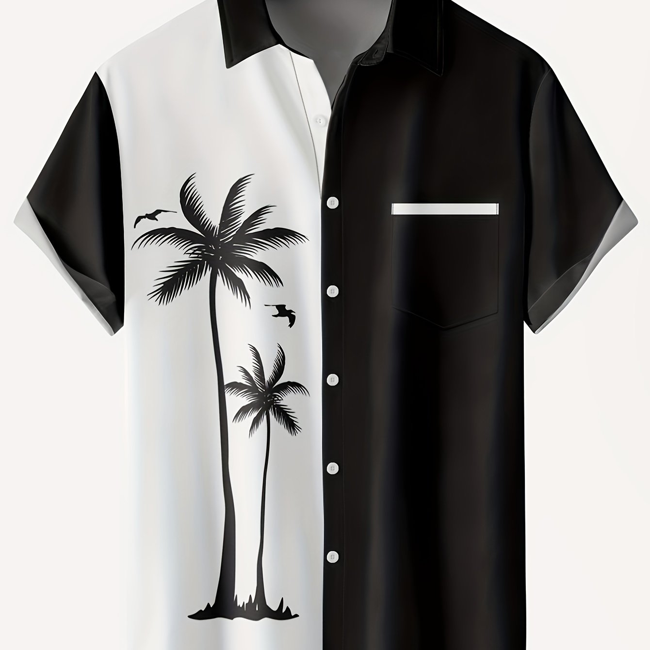 Plus Size Men's Coconut Tree Short Sleeve Hawaiian Shirt, Oversized Loose Clothing For Big And Tall Guys, Best Sellers Gifts