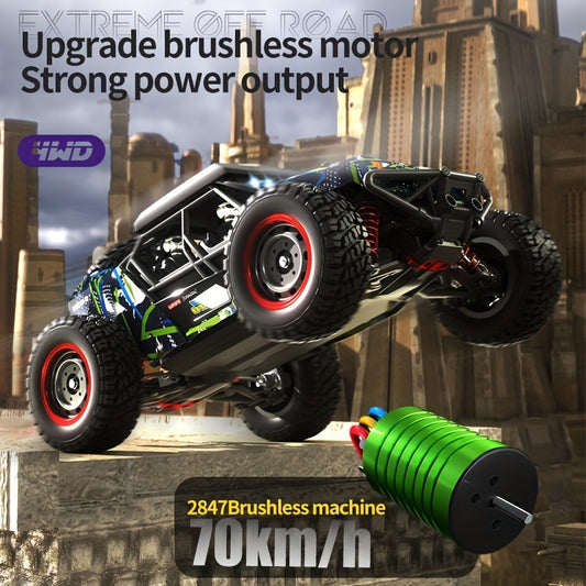 1:16 High-Speed Brushless Off-Road Vehicle: 4WD Sports Car With Metal CVD Front Drive Shaft, Metal Rear Dog Bone, Metal Wheel Cup,  Metal Front And Rear Arm Code, Metal Drive Shaft, And LED Light