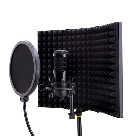 Portable Singing Recording Studio Recording Room Windproof Sound-absorbing Noise-cancelling Microphone Soundproof Cover, Professional Microphone Folding Soundproof Screen Windproof Cover, Anti-splash Cover, Recording Studio Bracket Accessories