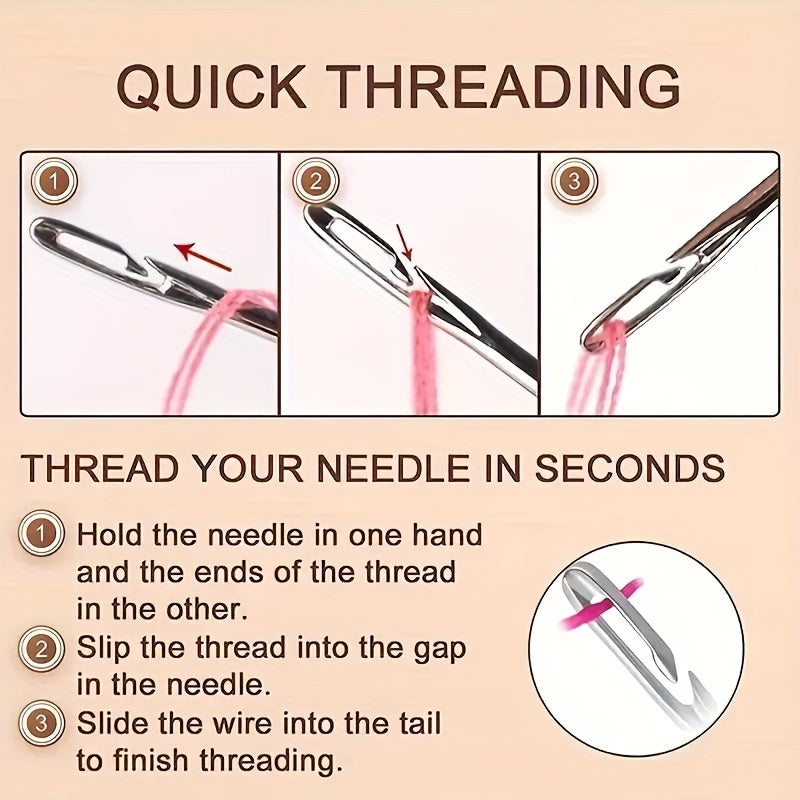 1set Free Needle Home Elderly Special Clothing Needle Sewing Blind Needle Free Recognition Hand Sewing Open Mouth Quilt Clothes Sewing Needle