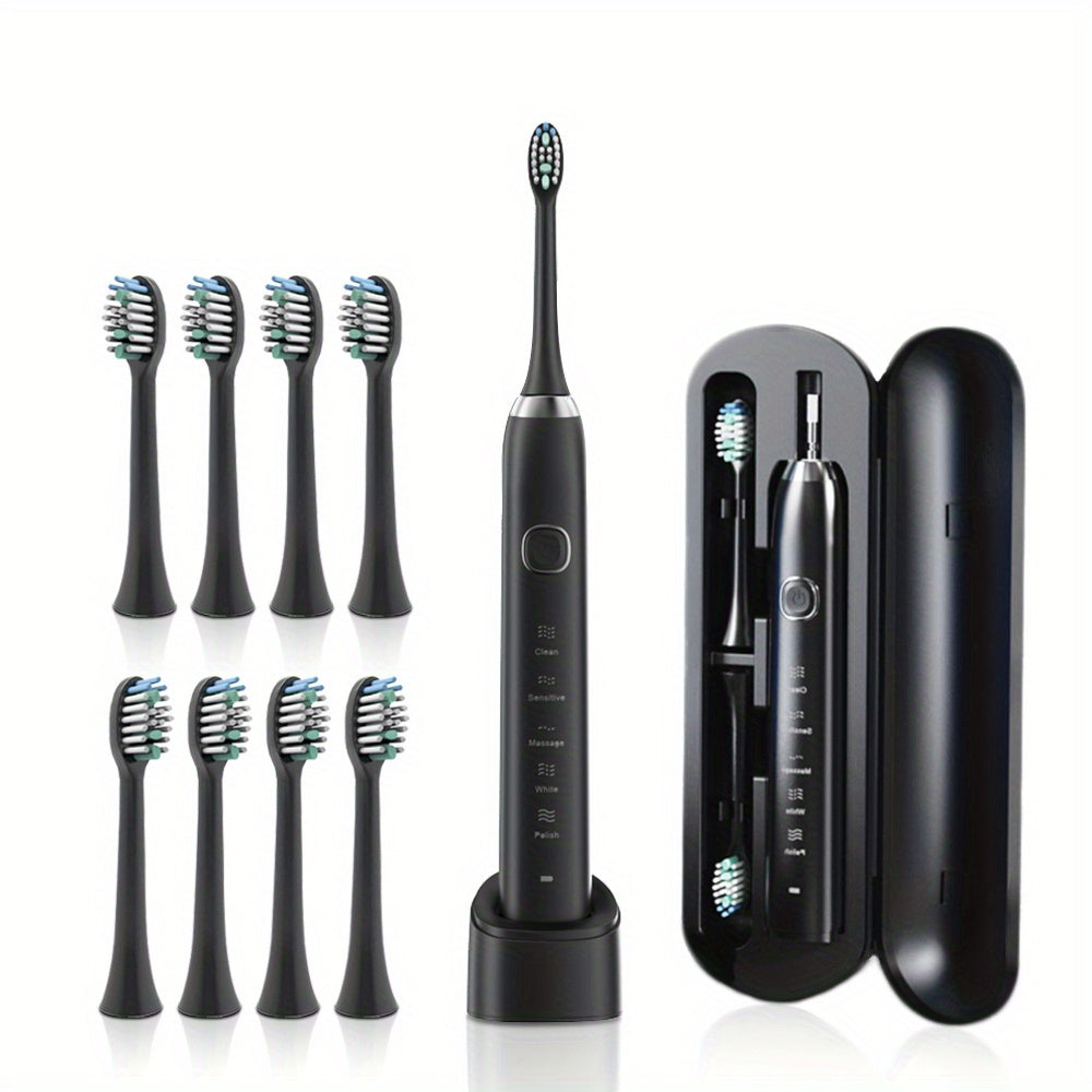 Sonic Electric Toothbrush Wireless Charging 5 Brushing Modes With Travel Box Brush Head Dust Cover 6 Soft Bristle Brush Heads