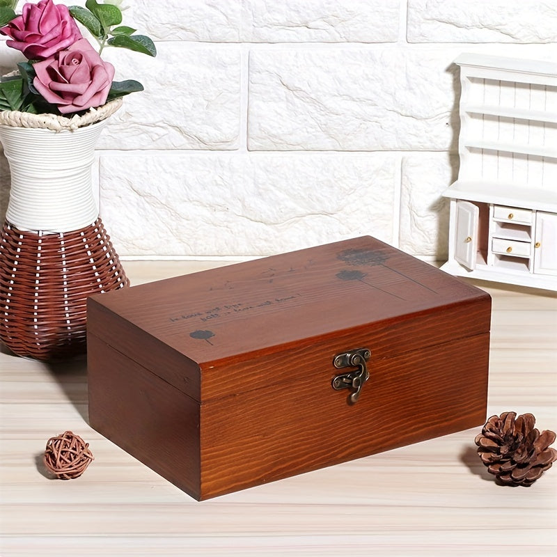 Caja de costura de madera de la vendimia del hogar 1pc, caja de costura de madera de las herramientas de costura de DIY, aguja de madera sólida multifuncional y suministros de arte de la caja de almacenamiento del hilo