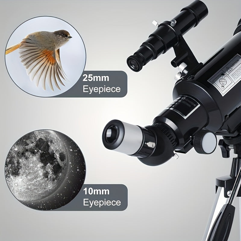 120X Astronomical Telescope For Stargazing Moongazing, 400mm Focal Length 70mm Objective Caliber, HD Imaging For Astronomy Lovers Outdoor Camping Travel Observation