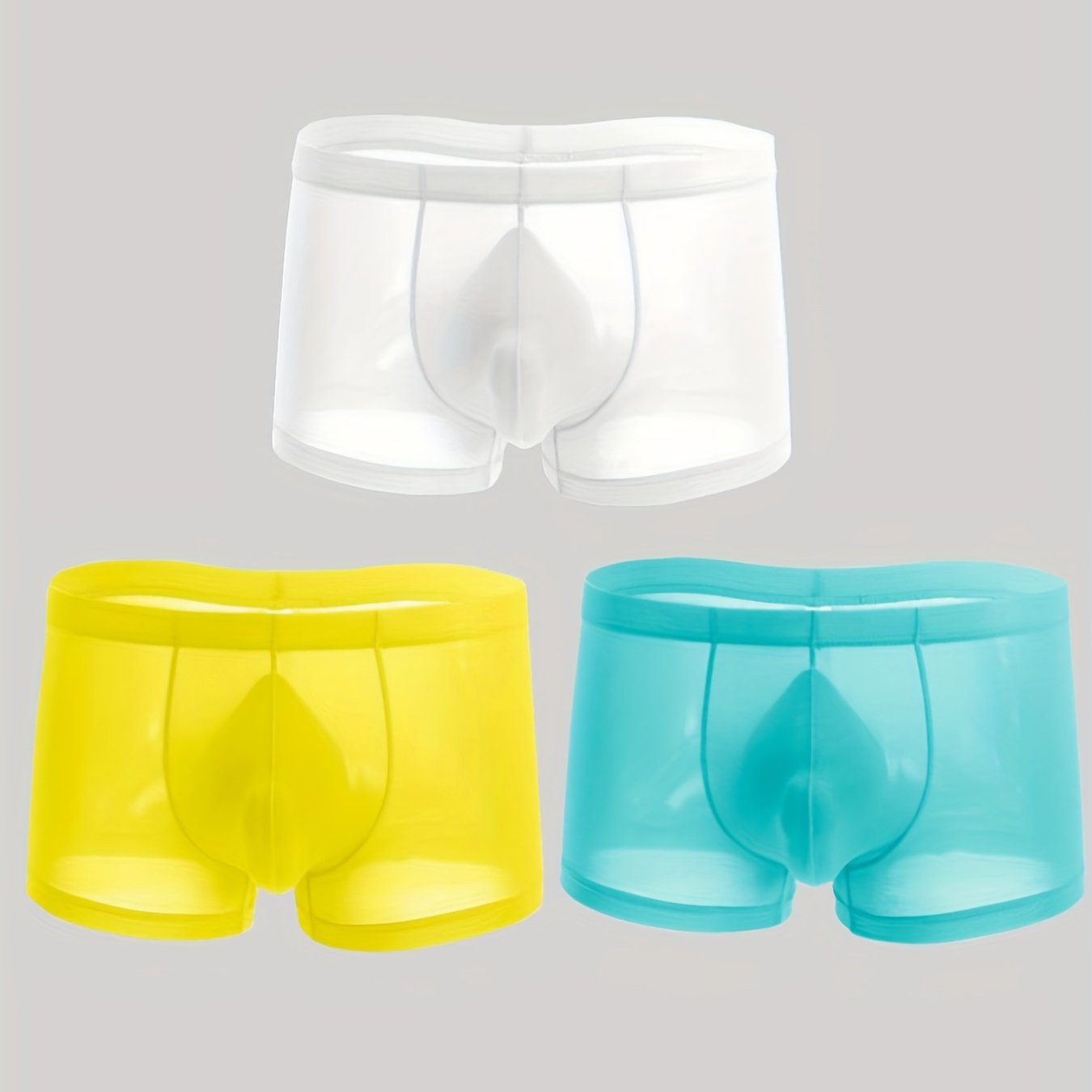 3 PACK Hommes Sexy À La Mode Glace Soie Mince Respirant Confortable Taille Basse Multi-couleur Boxer Slip Sous-vêtements