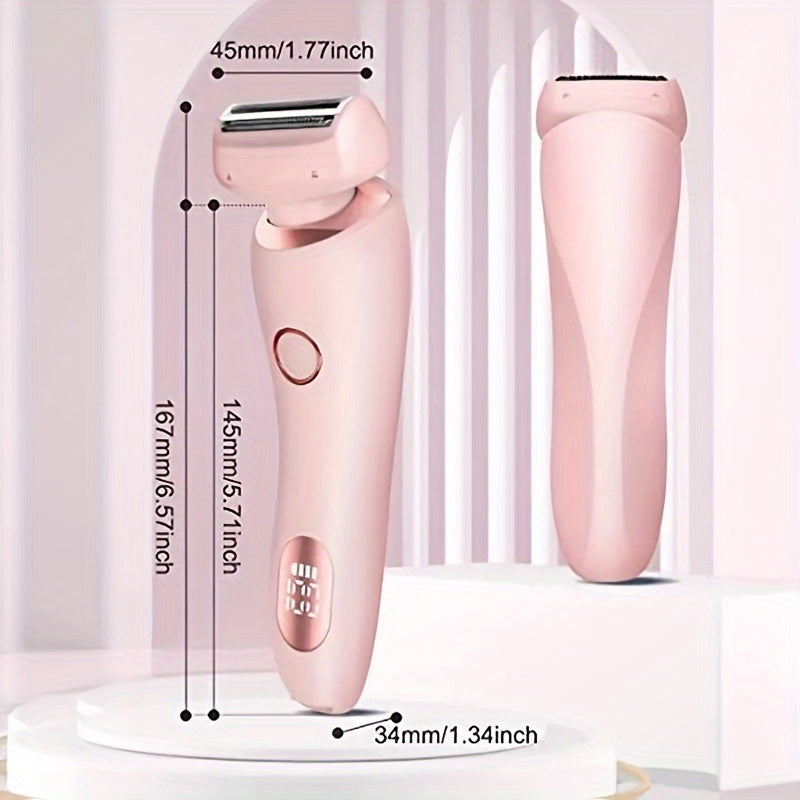 2-in-1 Rechargeable Shaver For Women, Waterproof For Wet And Dry Use, Cordless Hair Removal Bikini Trimmer