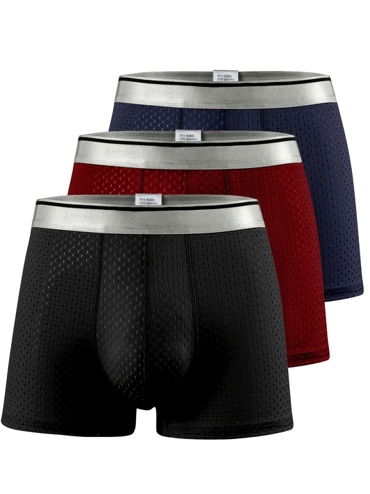 3 Stück \ u002Fset Herren Coole Eis Seide Boxershorts, Extended Size Sommer Unterwäsche für Männer