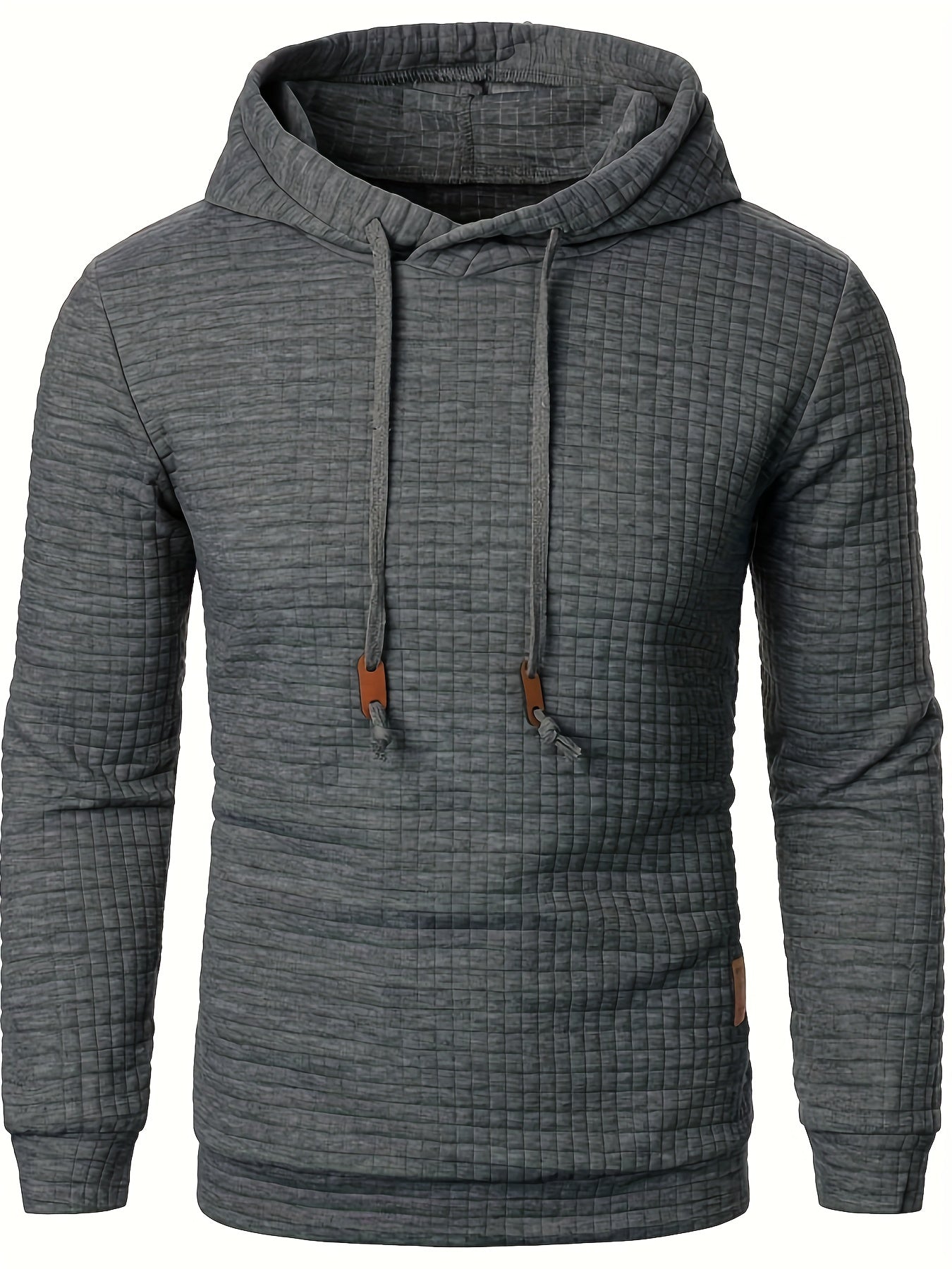 Herbst und Winter Herren lässig bequeme Waffel lang ärmel iger Hoodie, Sport-Kapuzen pullover für Herren mit Kordel zug