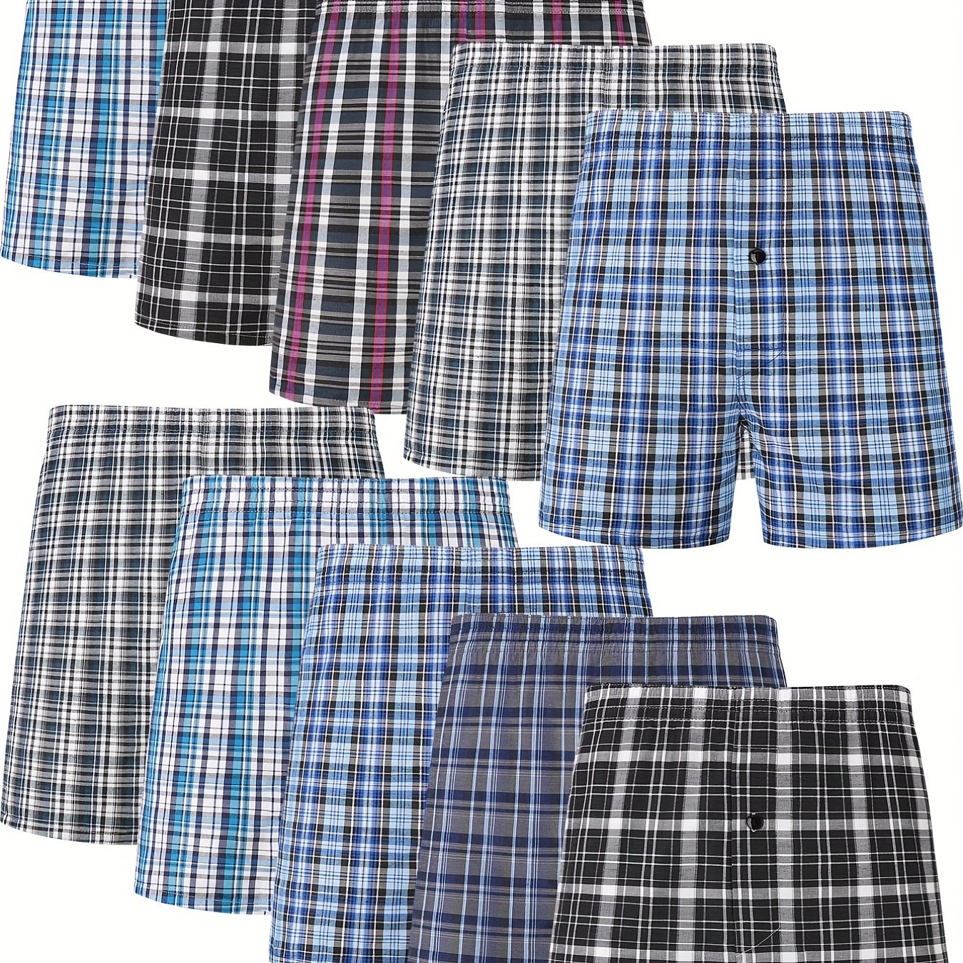 JupiterSecret 6\u002F10 Pcs Men's Woven Boxer Shorts Elastic Waistband Random Color