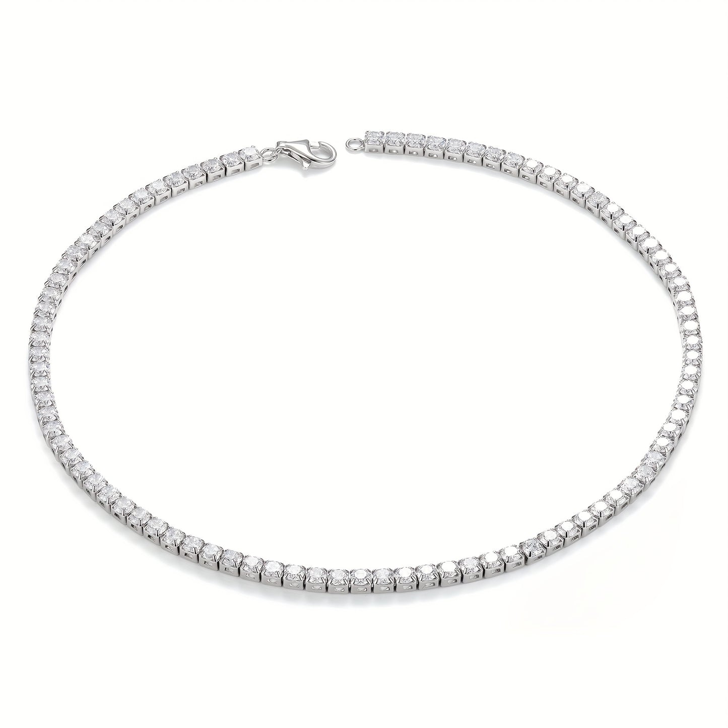 4mm \ u002F0.3Carat Chaque collier de chaîne de tennis classique en faux diamant (17,72 pouces) rond taille brillant. S925 argent sterling plaqué avec 18K or. (D Couleur VVS1 Clarté 0.3Ct Chaque) Promise Anniversaire Cadeau De Noël Parfait Pour Hommes