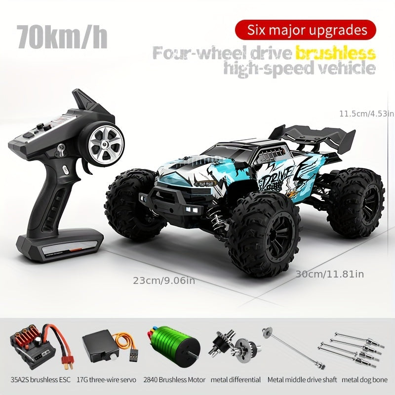 New Q117 2.4GHz 70km\u002Fh Professional RC Car: Brushless Motor, 1:16 Scale 4WD Alloy High-speed Off-road Climbing Vehicle, LED Lights.Perfect for beginners Men's Gifts and Teenager Stuff