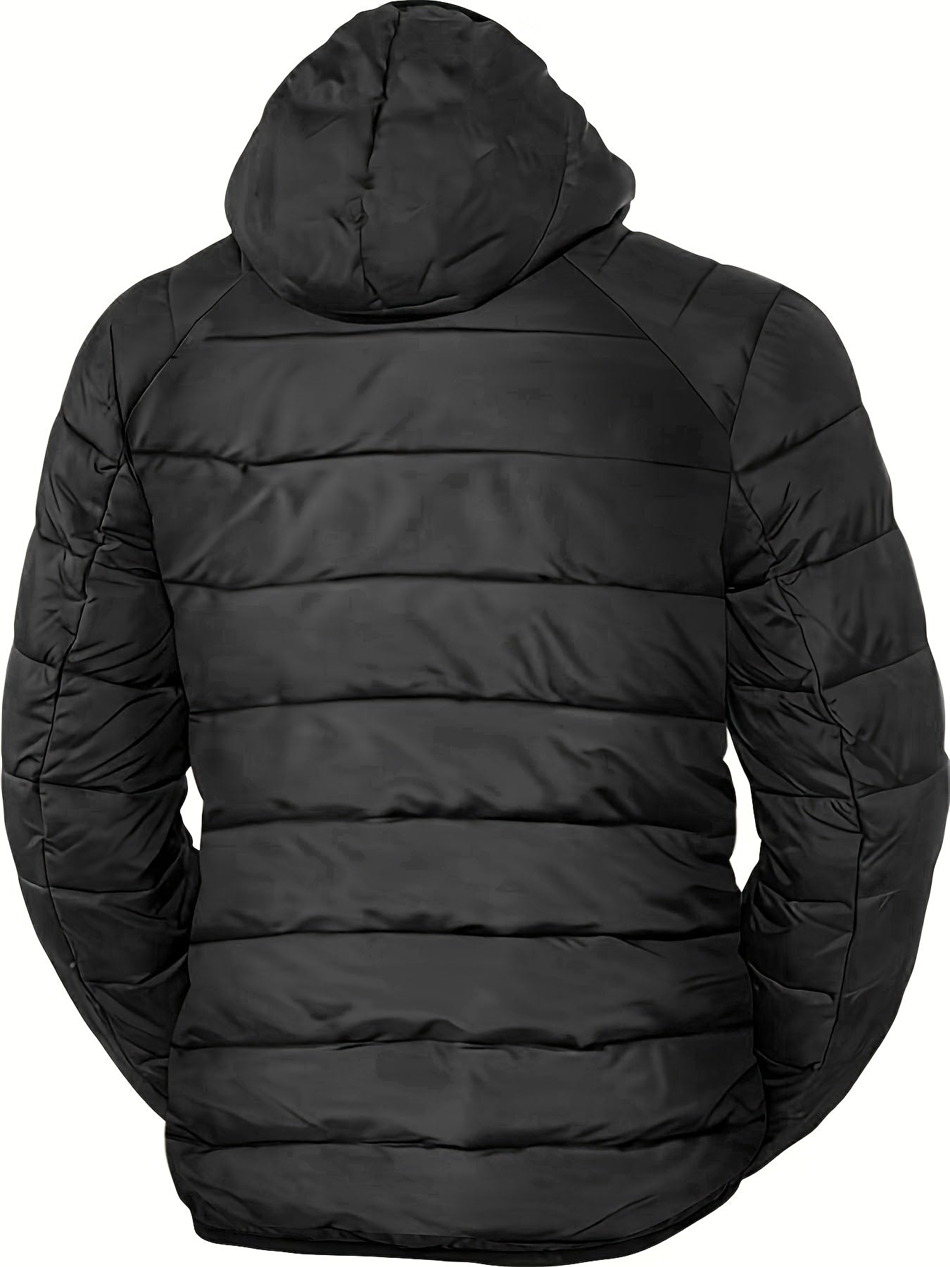 Men's Plus Size Solid Chevron Hooded Quilted Jacket For Winter, Regular Lighweight Padded Outwear For Big & Tall Males, Men's Clothing Winter Coat Vest For Hunting Hiking Camping Fishing