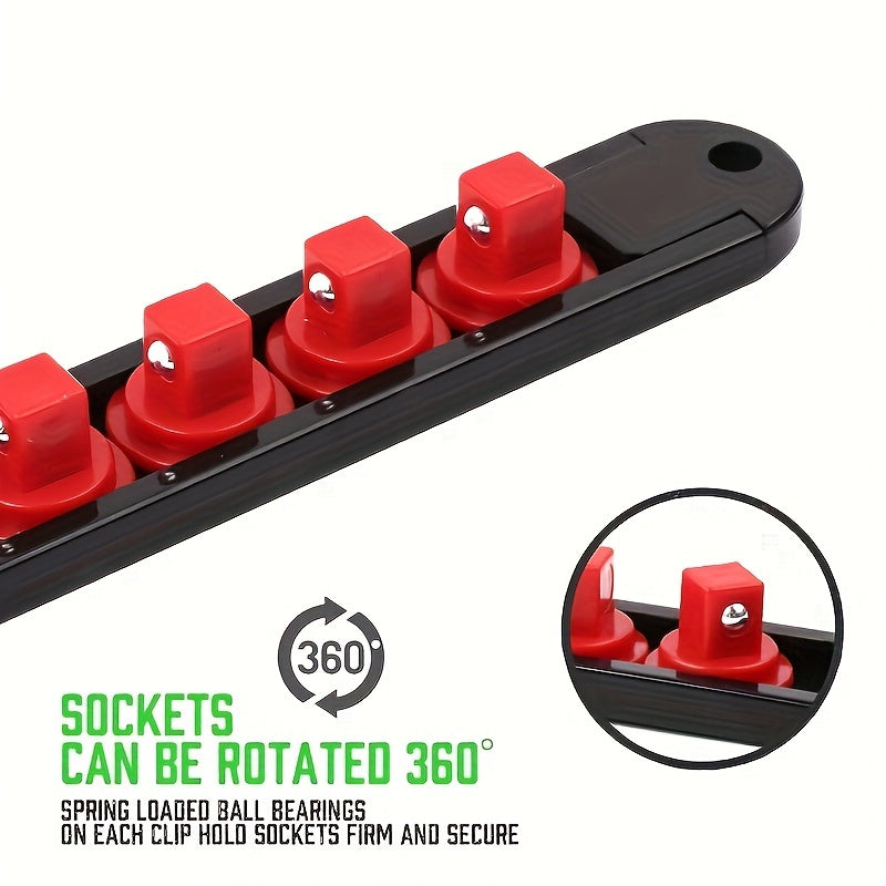 6pcs 360° Swivel ABS Socket Organizer, Drive Socket Holder, 1\u002F4\