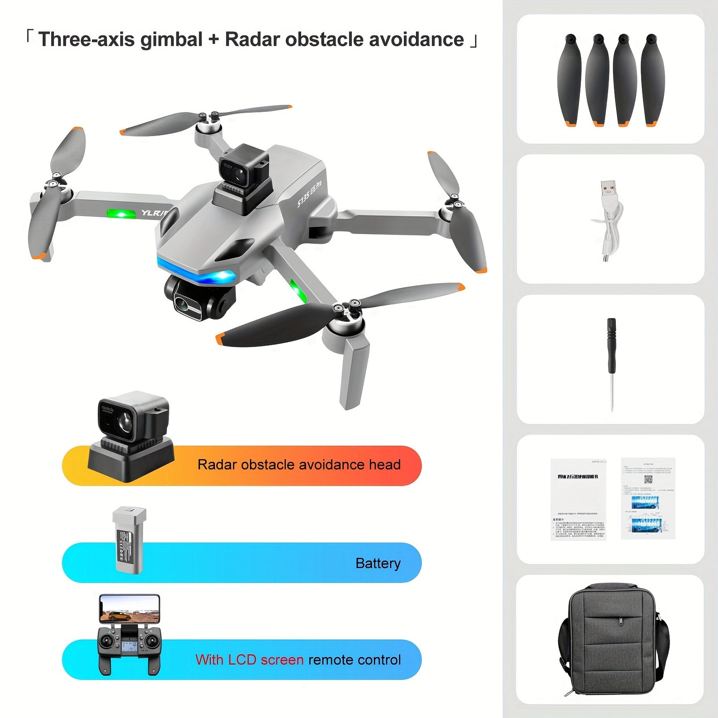 5G Signal, Dual WiFi, 780P Camera, LCD Display - New S135pro UAV Drone With Quadruple Radar Obstacle Avoidance And Extended Flight Time, Perfect For Beginners Men's Gifts And Teenager Stuff