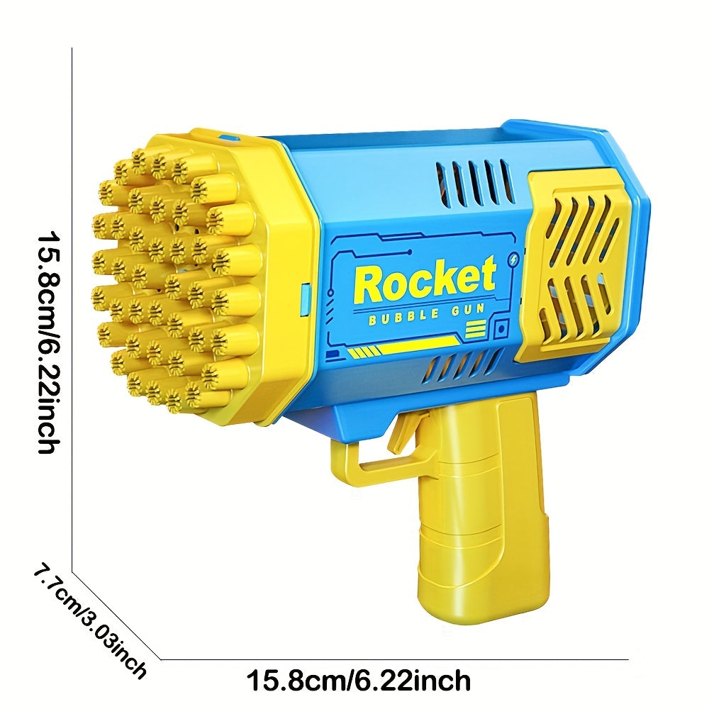 Children's 40-hole electric bubble Machine Handheld Gatling Automatic Bubble Gun Children's Portable Outdoor Party Toy LED Light Hair Dryer Boy Girl Gift (bubble liquid and battery not included)