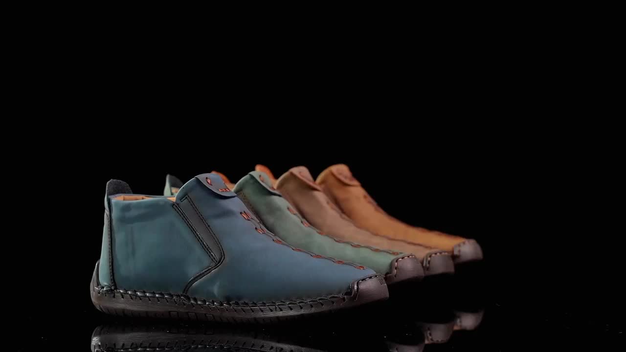 Botas masculinas de cano alto costuradas com zíper, botas chukka de tornozelo casuais, sapatos confortáveis de caminhada para trabalho e escritório ao ar livre