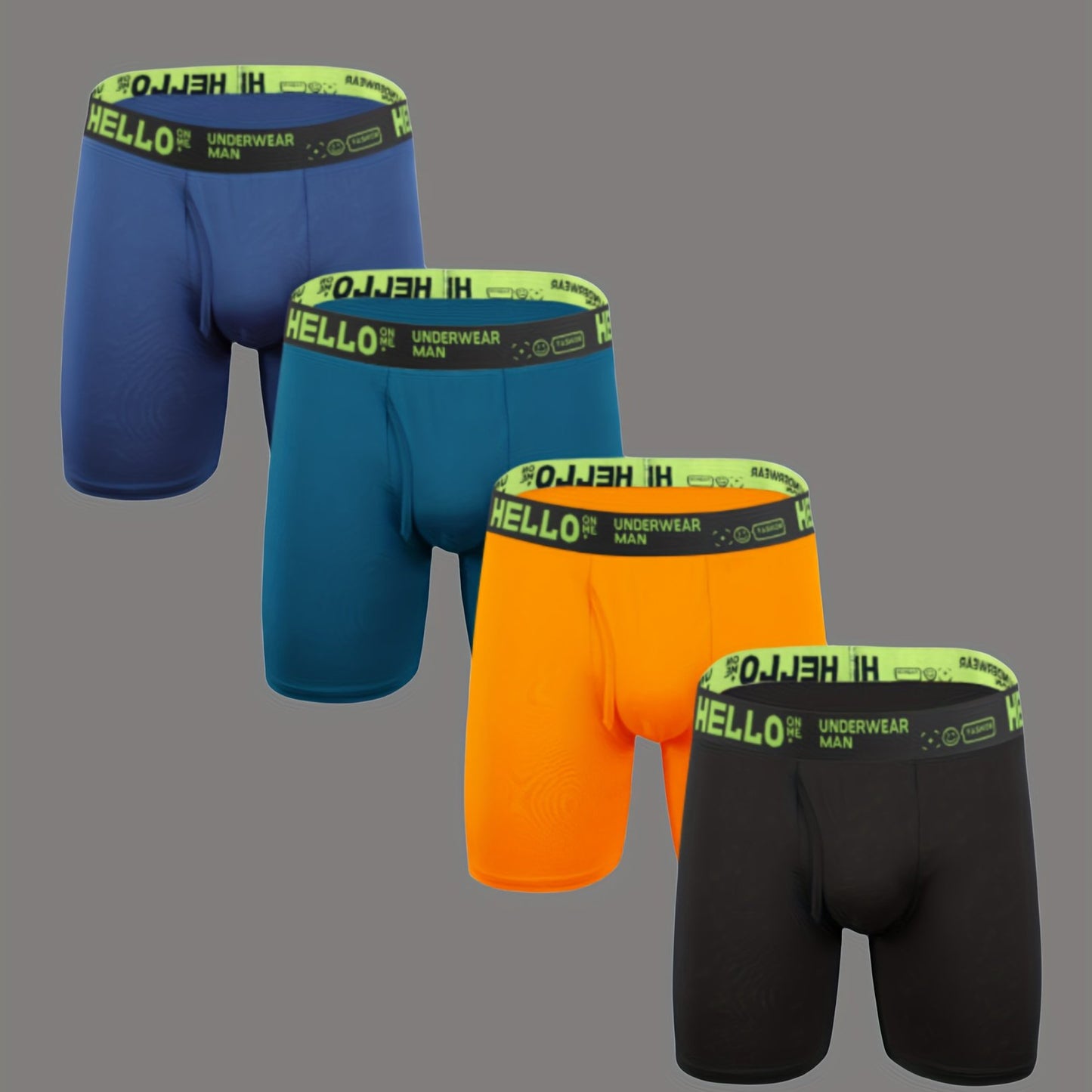 4pcs Men's Boxer Briefs, Trendy Letters Print Underwear, Breathable Soft Underpants, Plus Size