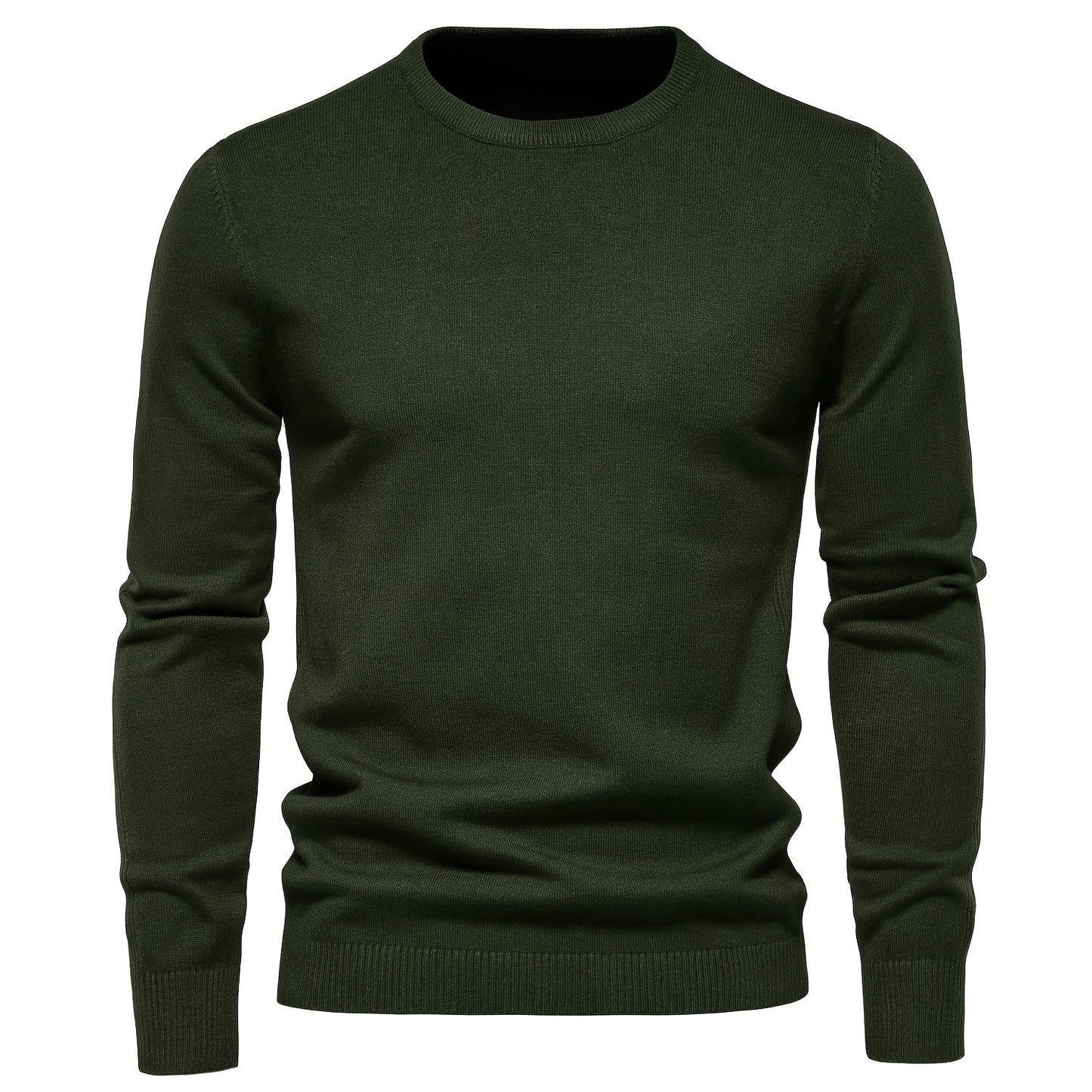 Couleur unie ras du cou des hommes Slim Fit Pull en tricot