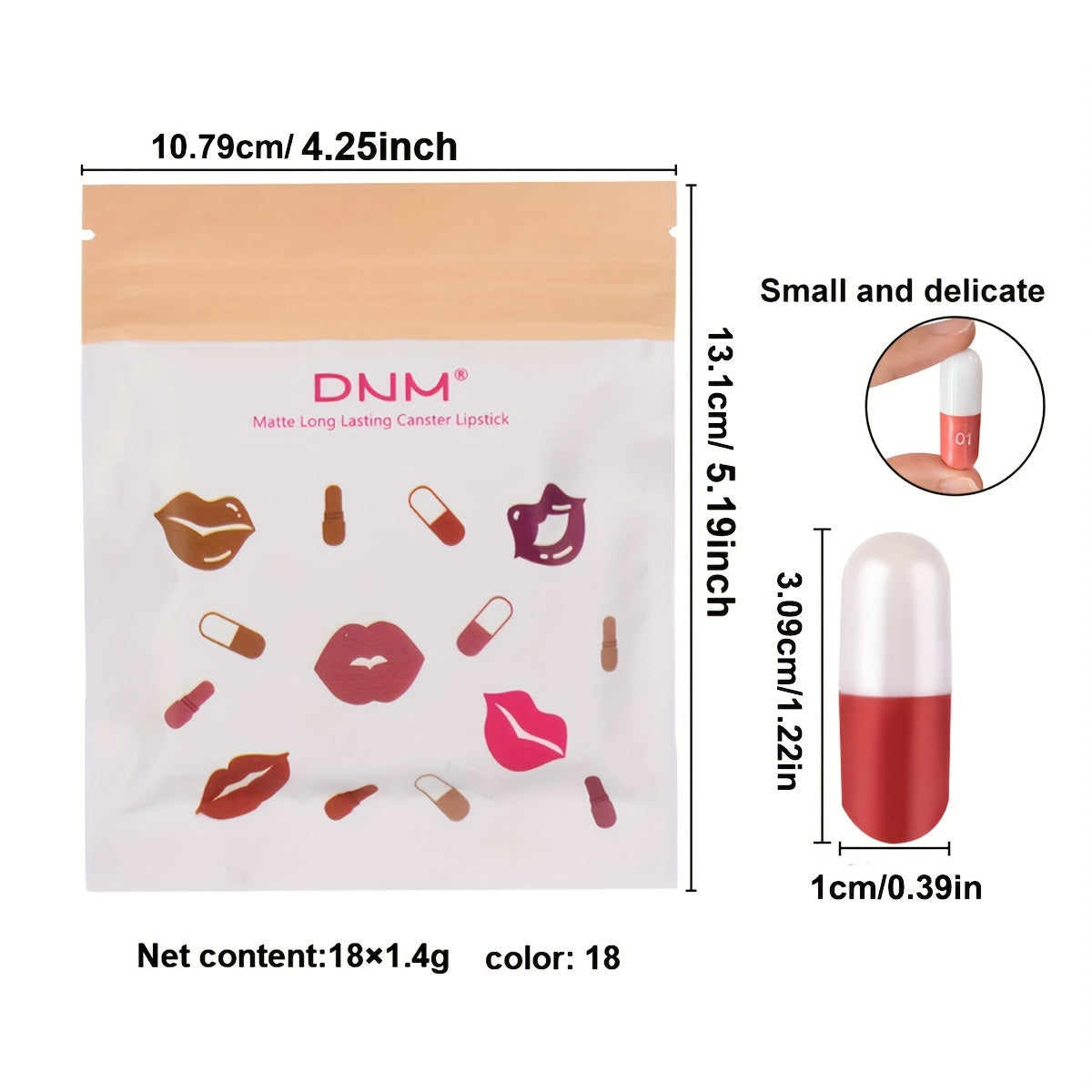 18 Stück \ u002Fset Langlebiges Samt matte Kapsel-Lippenstift-Set-tragbare und wasserdichte Mini-Lippenstifte