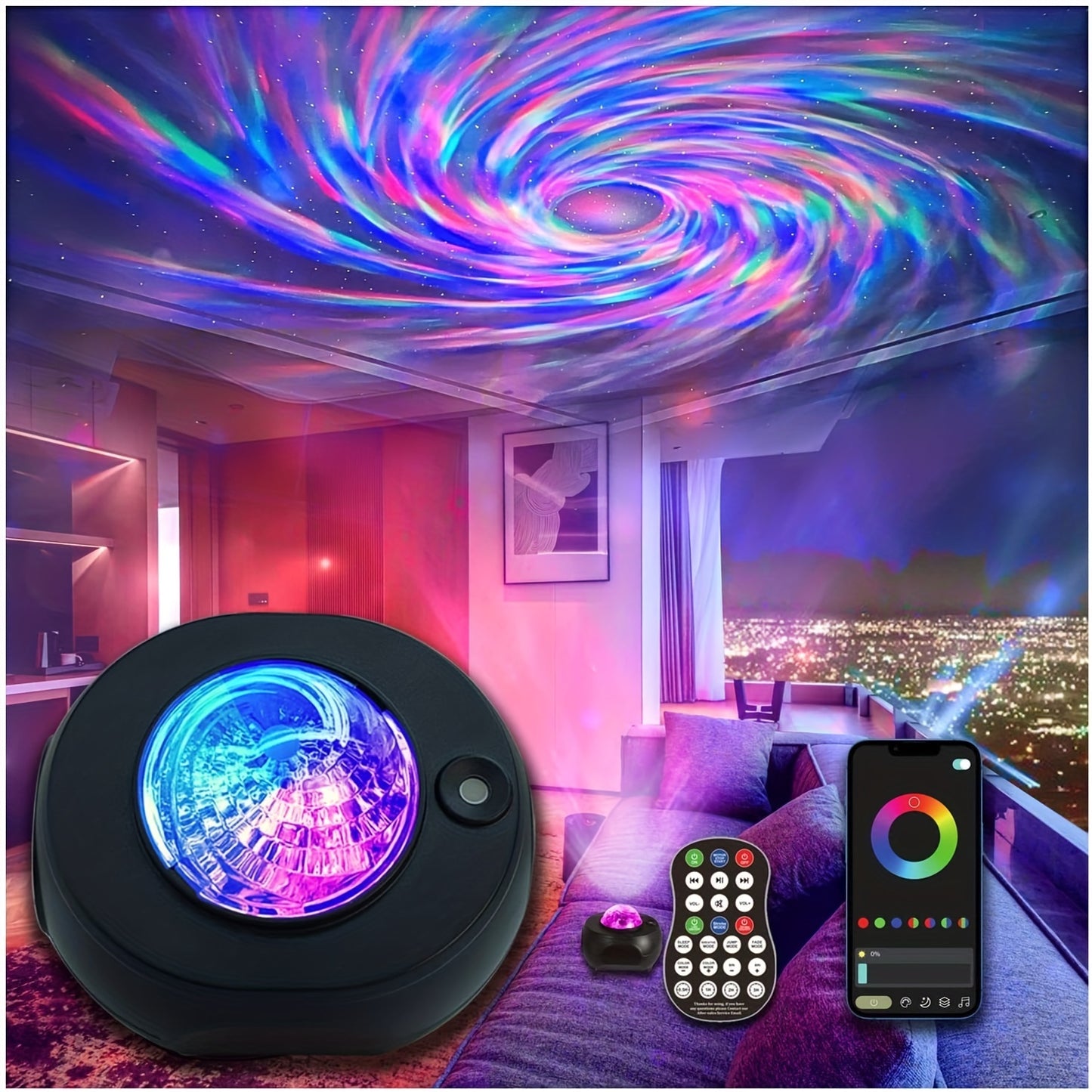 Star Projector, Birthday decoration gift nightlight, APP control, Shadow projector with speakers and remote control Nebula star Projector flicker ceiling star projection for family games bedroom room decoration to create a romantic atmosphere light