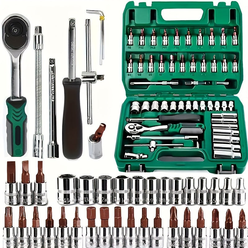 53 peças conjunto de ferramentas de kit de reparo doméstico, máquina de reparo ao ar livre, catraca rápida de reparo, chave inglesa e multiferramenta de reparo de móveis