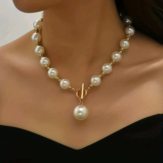 Faux Pearl Decor Necklace Elegant Short Clavicle Chain Necklace All Match Jewelry Accessories For Women Girls