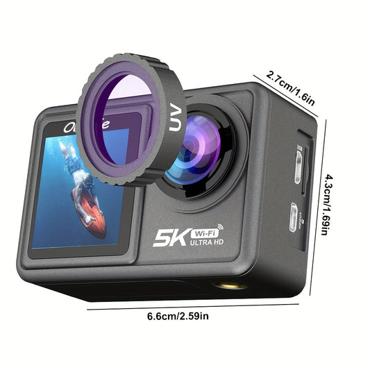 Capture Your Adventures With The 5K 30FPS EIS Anti-shake Function Action Camera! 40MP Waterproof  WiFi Remote Control Action Camera With HD OUT,2.0 Inch IPS Touch Screen And 1.3 Inch Screen,With 2 Batteries,Includes 32GB Memory Card!