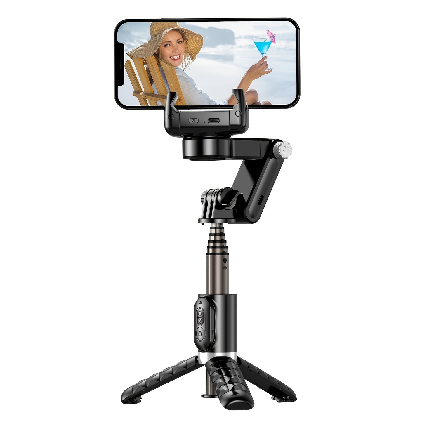 1pc New Phone Stabilizer Selfie Stick Panoramic Shooting Anti-Shake, Handheld Gimbal Stabilizer Live Fill Light Selfie Stick, Compatible With IPhone 14\u002F13\u002F12\u002F11 Pro\u002FXS Max\u002FXS\u002FXR\u002FX, Samsung And Smartphones