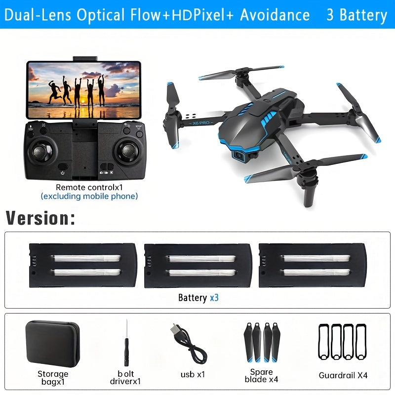 XKRC X6 Foldable Drone With Camera, Batteries, Obstacle Avoidance, Gravity Mode, And More - Comes With Carrying Bag!