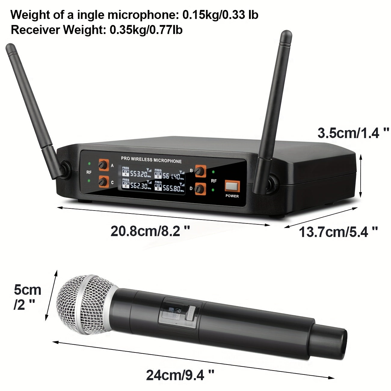 Depusheng DX4 Micrófono inalámbrico, sistema de mano profesional de 4 canales de karaoke para el hogar Karaoke, reunión, fiesta, iglesia, DJ, boda, juego de KTV para el hogar