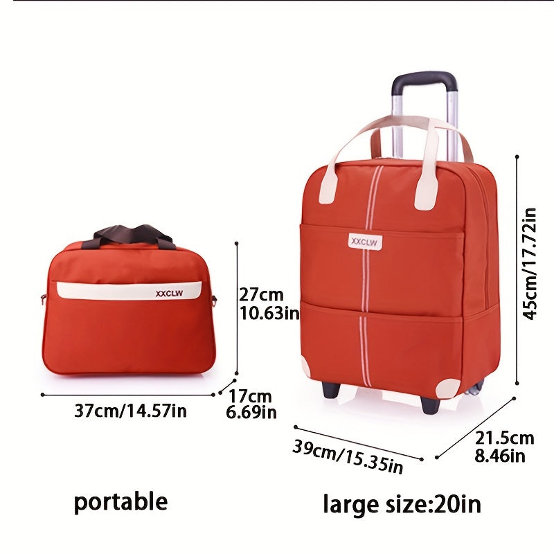 2pcs\u002Fset Large Capacity Travel Trolley Case, Portable Roller Luggage, Waterproof Boarding Suitcase, Weekender Overnight Duffle Bag For Travel