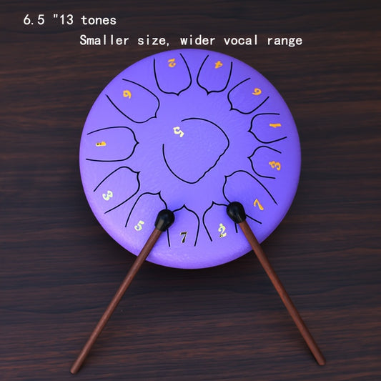 6.5-inch 13-tone Ethereal Drum, Small Size But More Sound, Easy To Carry And Can Play More Songs. High Carbon Steel, Good Elasticity, And More Ethereal Sound. Fine Craftsmanship, Tuned And Shipped