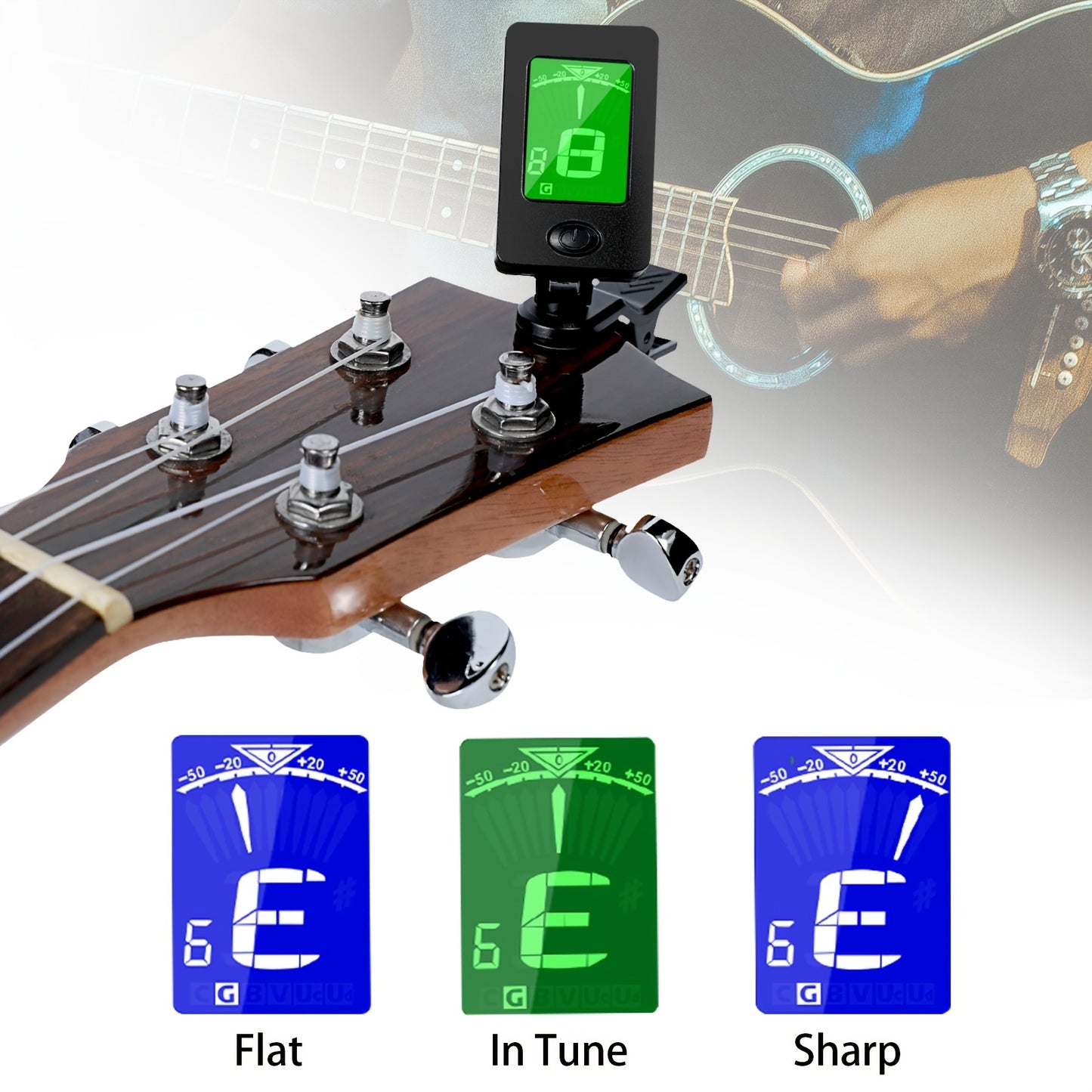 Guitar Tuner, Guitar Accessories with Guitar Picks, Guitar Capo, Capo for Acoustic Guitar, Bass, Ukulele, Buzzing-Free, Quick Release, Guitar Tuner Clip on for Guitar, Violin, Bass, Ukulele Chromatic