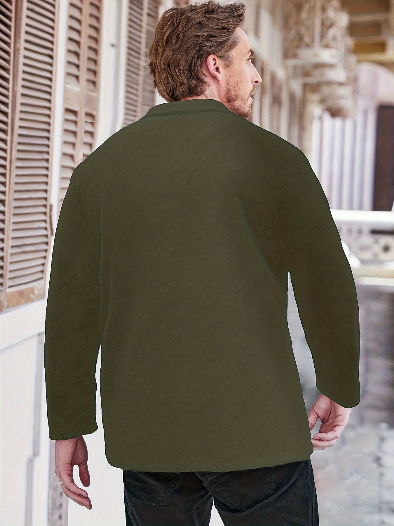 Men's Fashion Solid Fleece Jacket With Pockets For Spring\u002Fautumn, Oversized Causal Coat For Big & Tall Males, Plus Size