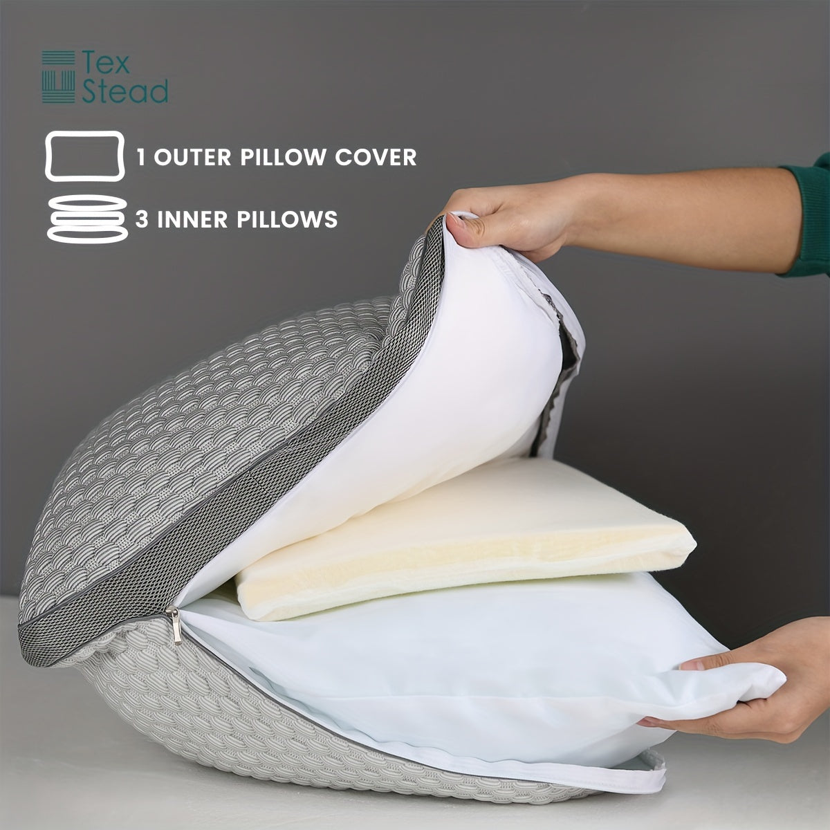 1pc Adjustable Layer Pillows For Sleeping, Cooling, Luxury Pillows For Back, Stomach Or Side Sleepers