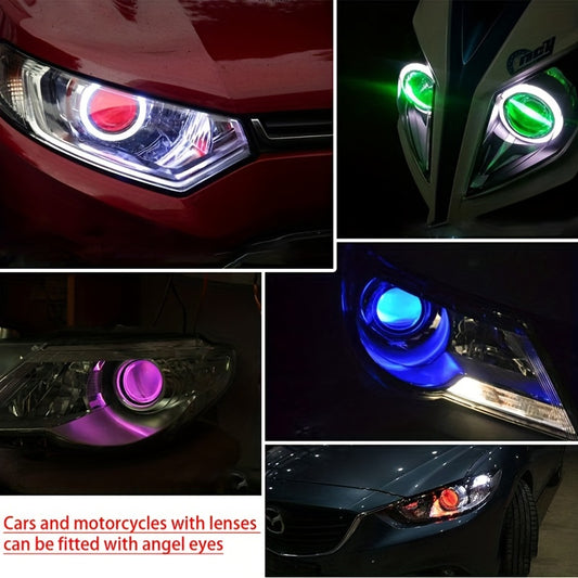 2 unids coche faro LED Ángel ojo anillo tiras de luz, 23cm \ u002F9.05in RGB App control Super brillante, para coche motocicleta faro accesorios de iluminación