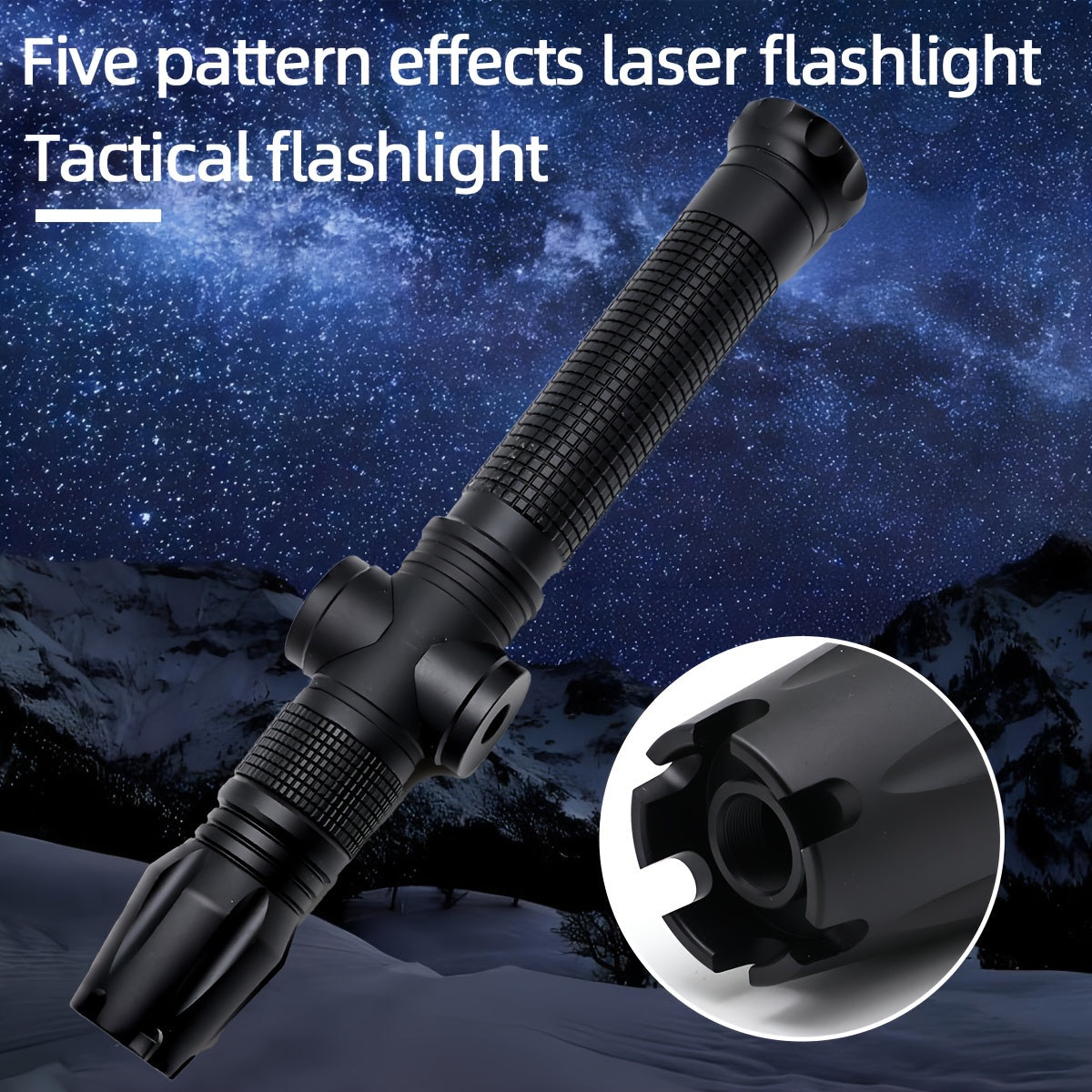 Creative Laser Pointer, Suitable For Outdoor Indication, Star Observation Indication, Powerful Blue Light Flashlight, With 5 Patterned Star Caps