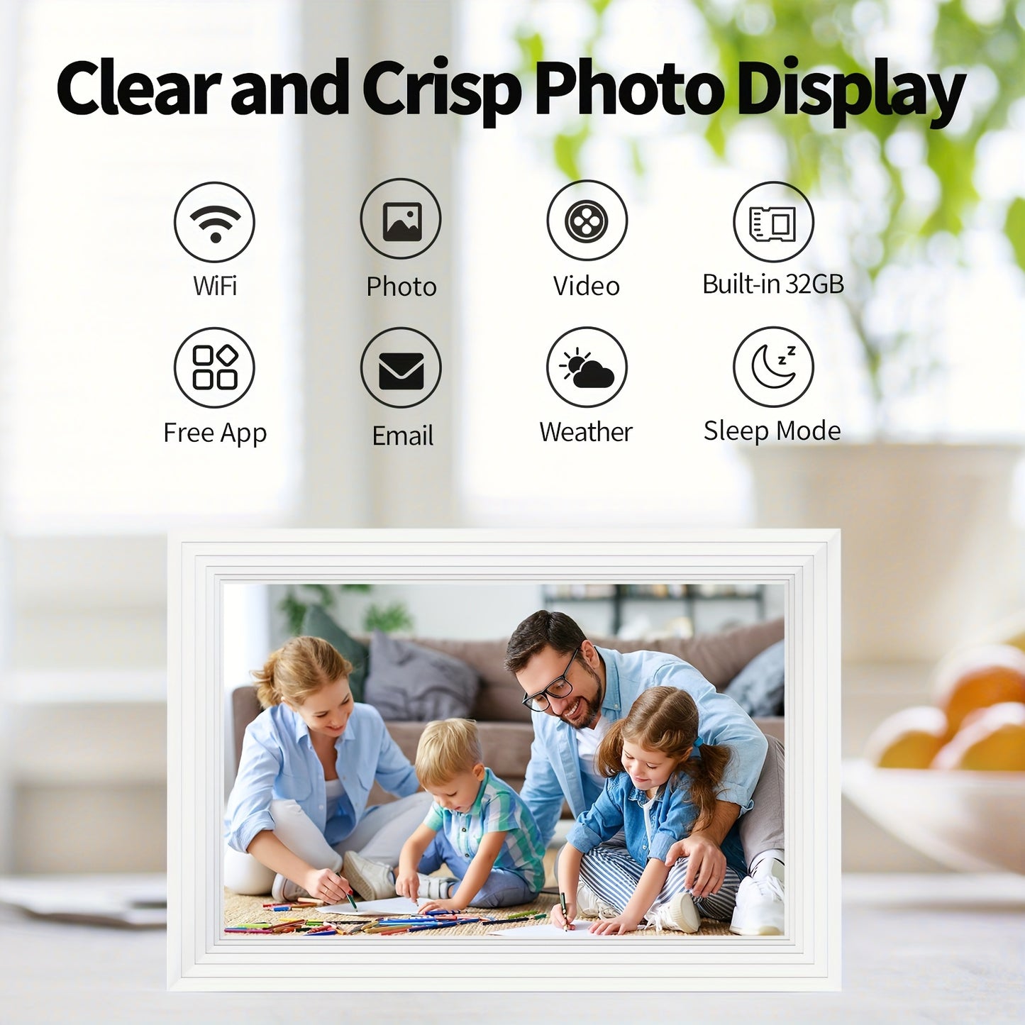 10.1 Inch Smart Wi-Fi Digital Photo Frame, 1280x800 IPS LCD Touch Screen, Auto-Rotate Portrait And Landscape, Built In 32GB Memory, Share Moments Instantly Via Frame App From Anywhere, Support For Photo\u002Fvideo Playback, Cloud Album