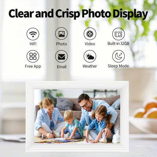 10.1 Inch Smart Wi-Fi Digital Photo Frame, 1280x800 IPS LCD Touch Screen, Auto-Rotate Portrait And Landscape, Built In 32GB Memory, Share Moments Instantly Via Frame App From Anywhere, Support For Photo\u002Fvideo Playback, Cloud Album